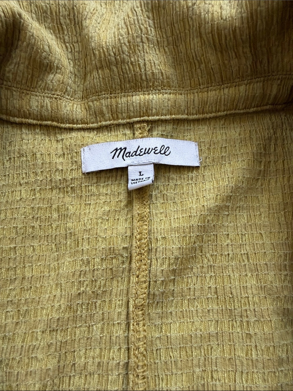MADEWELL Collared Button-Front Short Sleeve Top - Green Mustard - Picture 2 of 3
